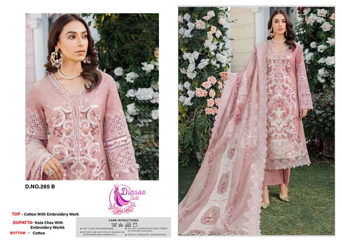 265 A To D Dinsaa Suit Heavy Embroidery Cotton Pakistani Suits Wholesale Price In Surat